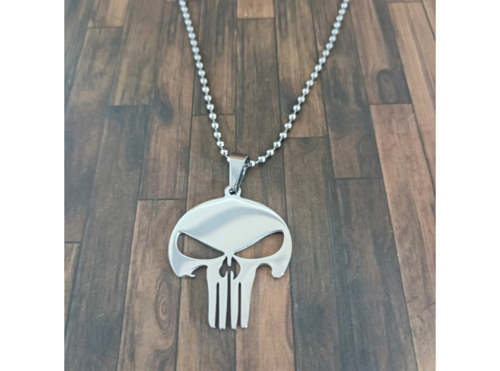 Collier homme tête de mort en acier inoxydable