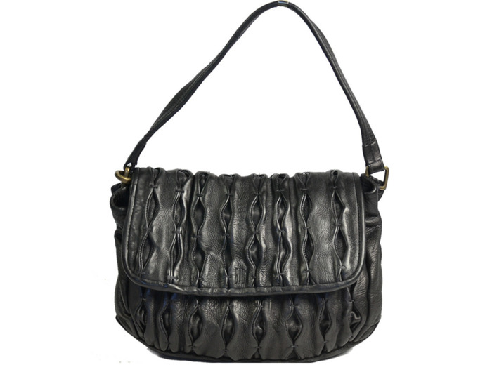 Biba Meyers Sac Besace en Cuir Lavé Sculpté MEE1L Negro