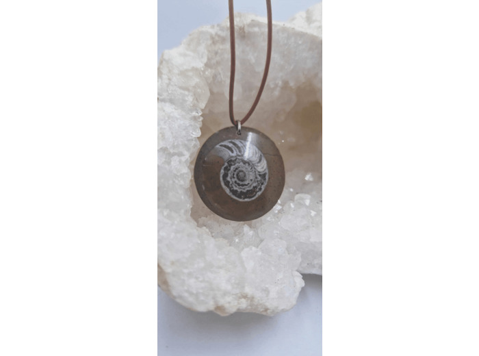 Pendentif hamonite fossile avec cordon olpa2428
