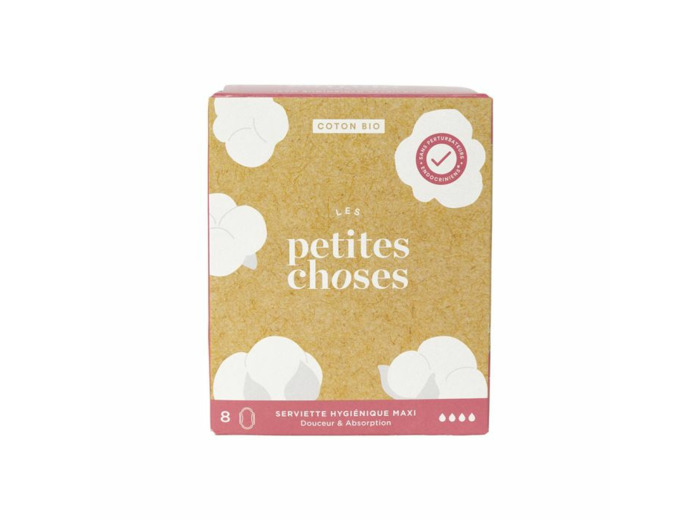 Serviettes Hygiéniques Extra Long Coton Bio Boîte de 8 Les Petites Choses