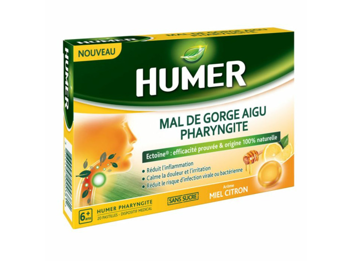 Mal De Gorge Aigu Pharyngite Miel Citron 20 Pastilles Humer