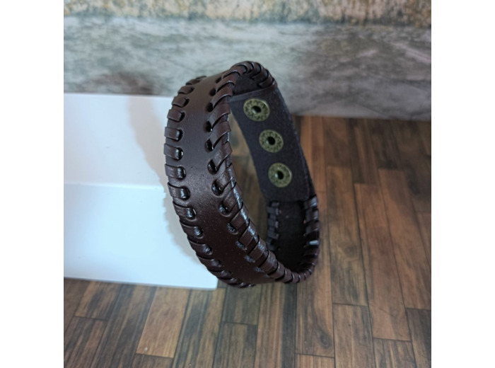 Bracelet cuir homme marron 2
