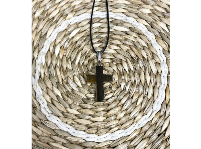 Pendentif œil de tigre croix