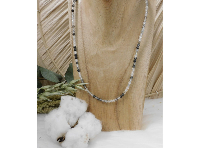 COLLIER QUARTZ TOURMALINE FACETTÉ