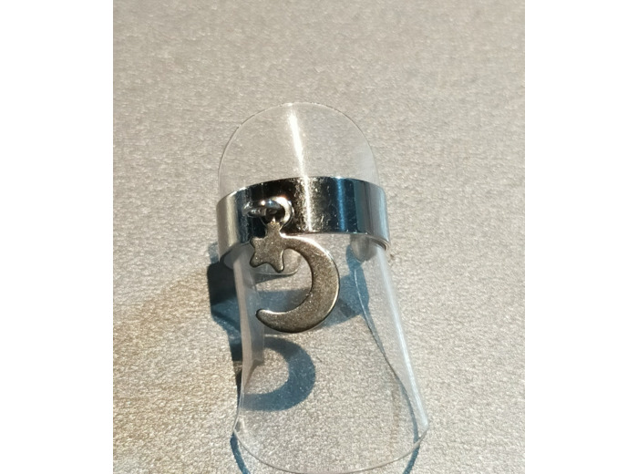 Bague breloque lune étoile