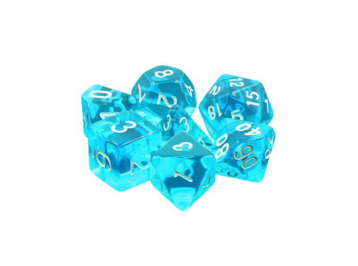 Lot de 7 Dés multiformat en boîte – Gemmes Azur