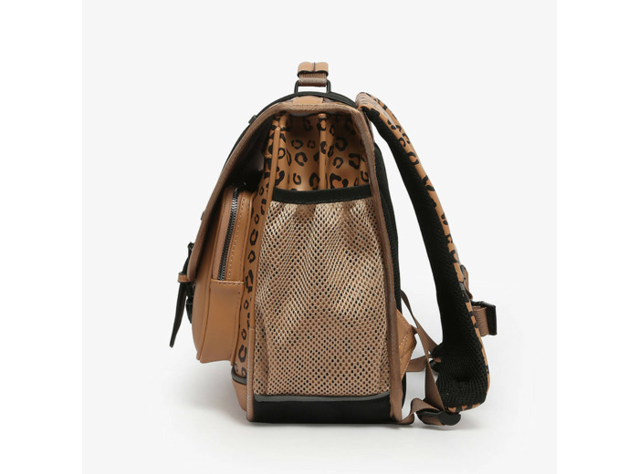 Caméléon Vintage North Cartable 38cm 2 Compartiments Tan Léopard