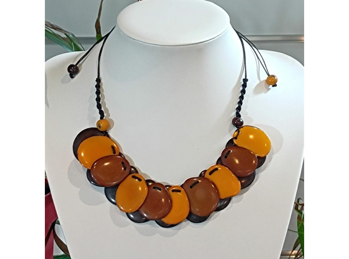 Collier Alicia maron-jaune