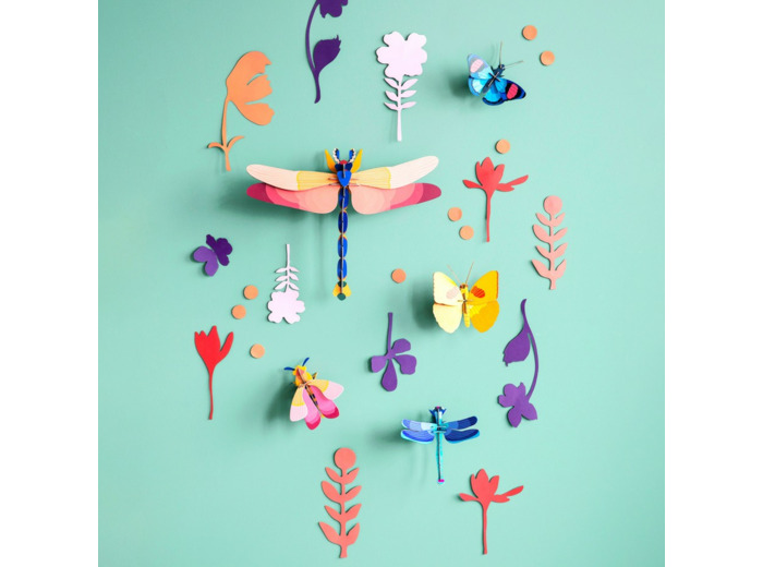 Mur de curiosités - Libellules et papillons