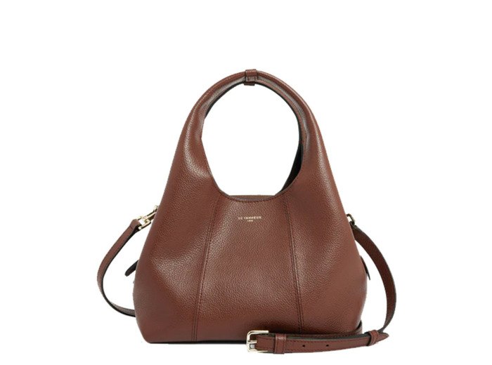 Le Tanneur Juliette Petit Sac A Main En Cuir Grainé Ebène