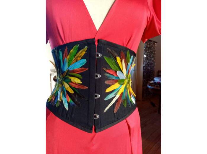 Serre-taille plumes de perruches omnicolor