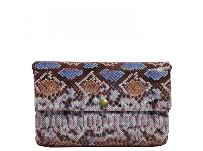 Yolète Andy Sac Pochette Cuir Python Rouge