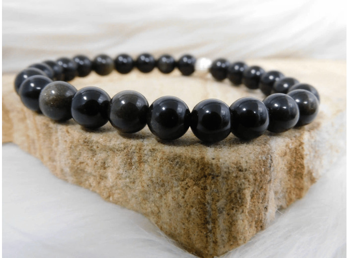 BRACELET OBSIDIENNE DORÉE