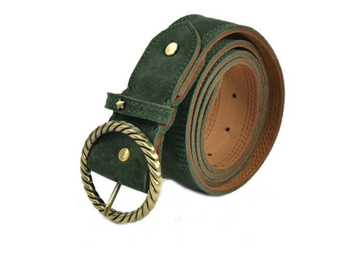 Mila Louise Pale V Ceinture Cuir Velours Ajustable Taille L Taiga Vert