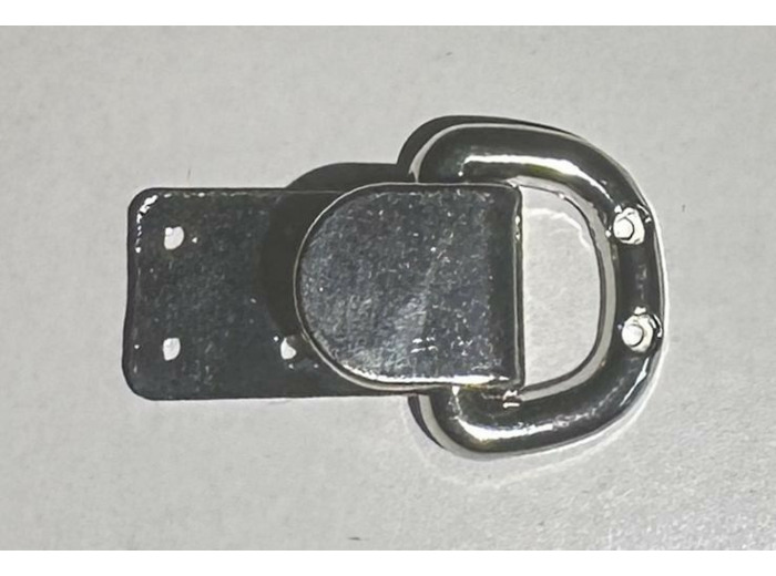 Attache métal argent 25 mm — Boucle en D avec patte à fixer