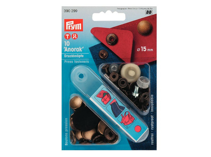 Boutons pression Anorak laiton antique 15 mm Prym