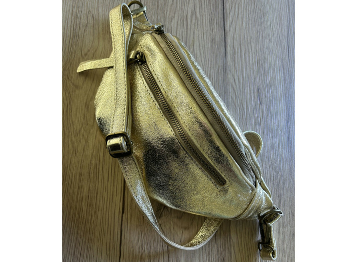 Farfouillette Sac Banane Brillante En Cuir Gold