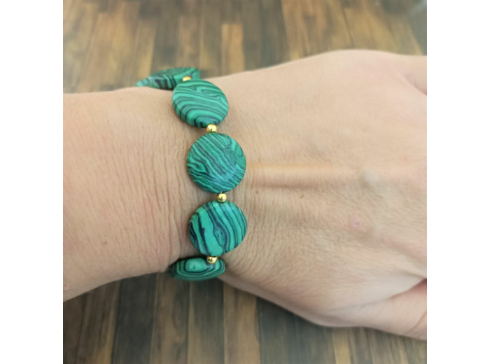 Bracelet malachite doré
