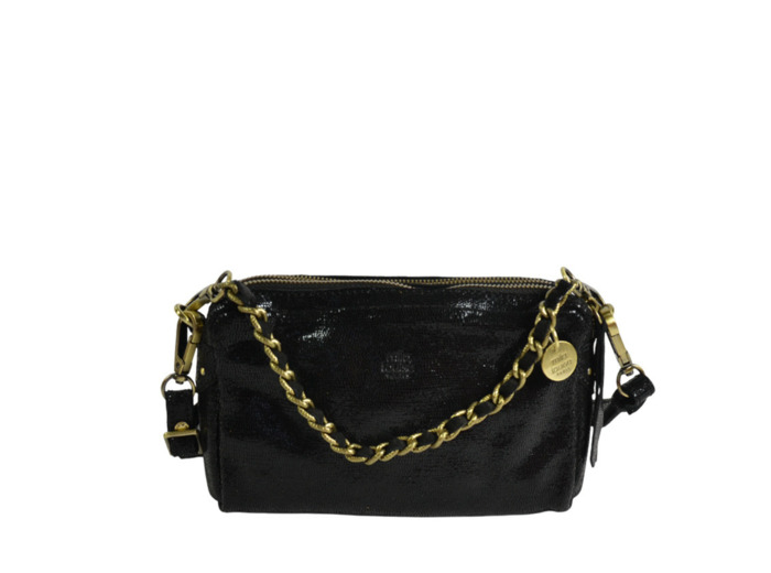Mila Louise Mama XS RX Petit Sac Trotteur Cuir Pailleté Noir