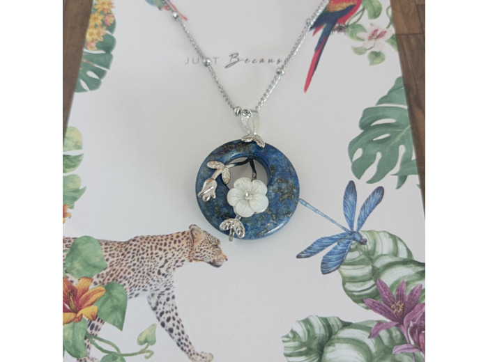 Pendentif Lapis lazuli fleur de nacre