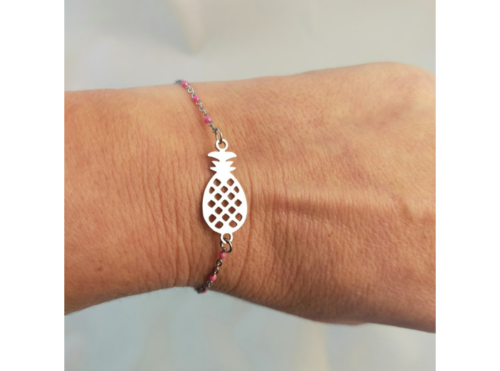 Bracelet ananas rose/argenté