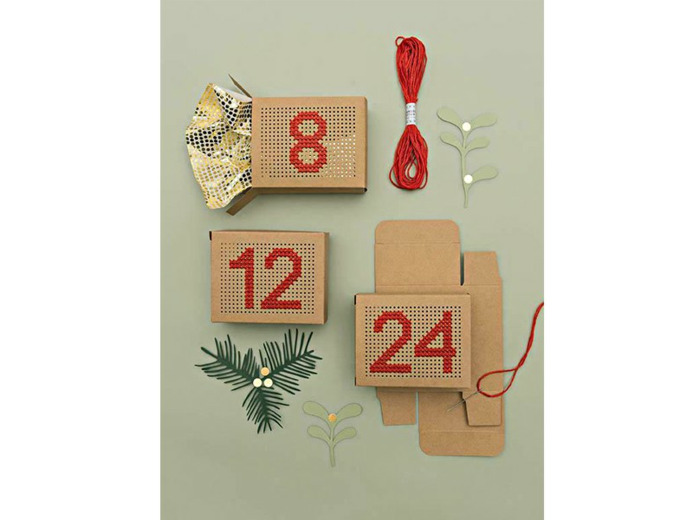 Boites Kraft à broder - Calendrier de l'avant