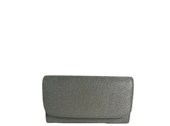 Farfouillette Pochette De Mariage A Rabat Brillante Et Rigide Argenté