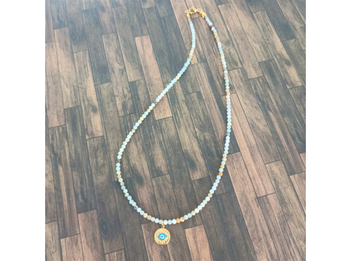 Collier amazonite œil porte bonheur