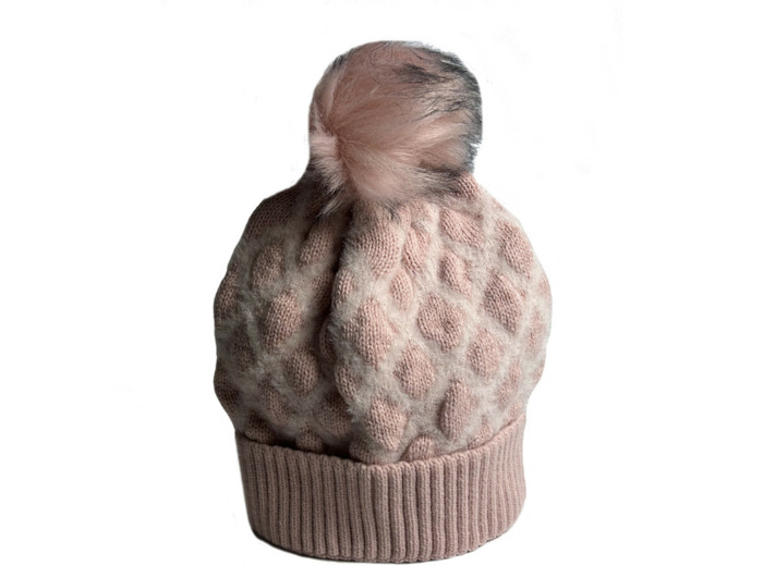 Fonem Tissage Chic Bonnet Avec Motifs Losanges Pink