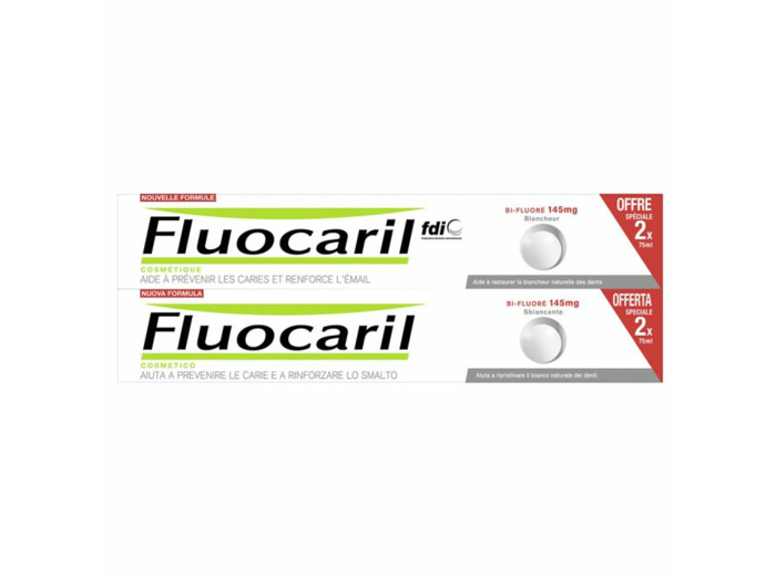 Dentifrice Bi-fluore Blancheur Menthe 2x75ml Fluocaril