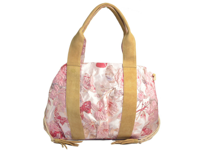 Mila Louise Prudy FS Cabas Toile Fantaisie et Cuir Rose