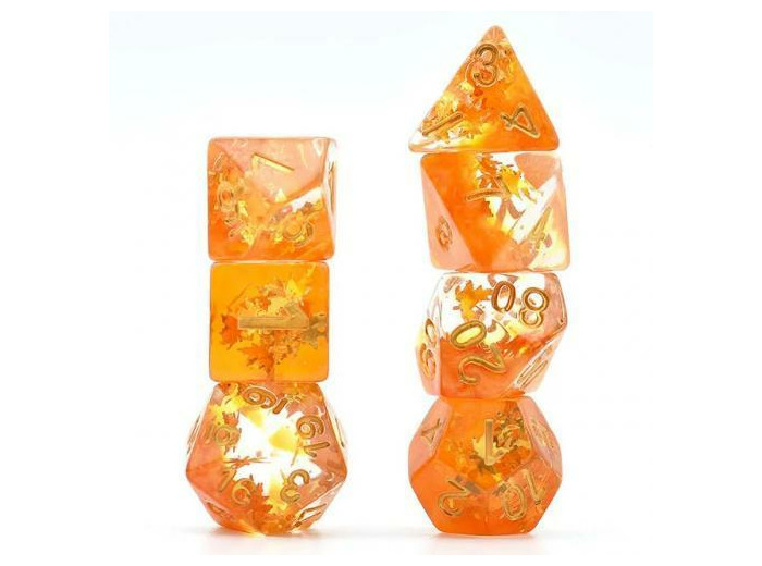 Lot de 7 Dés résine gamme Insert - en boite - Automne