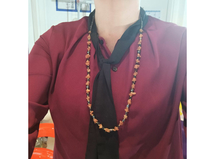 Collier en perles naturelles chips et hématite