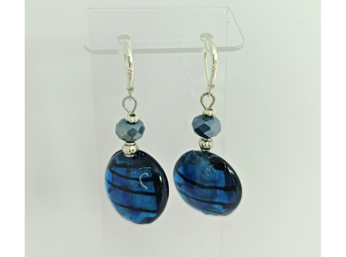 B.O. en verre de Murano bleu/argenté