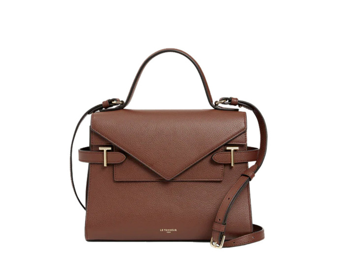 Le Tanneur Emilie Sac A Main Double Rabat En Cuir Grainé Ebène