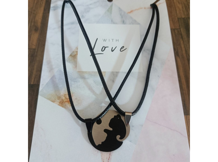 Colliers couple, 2 pièces/paire, puzzle chats sur cordons