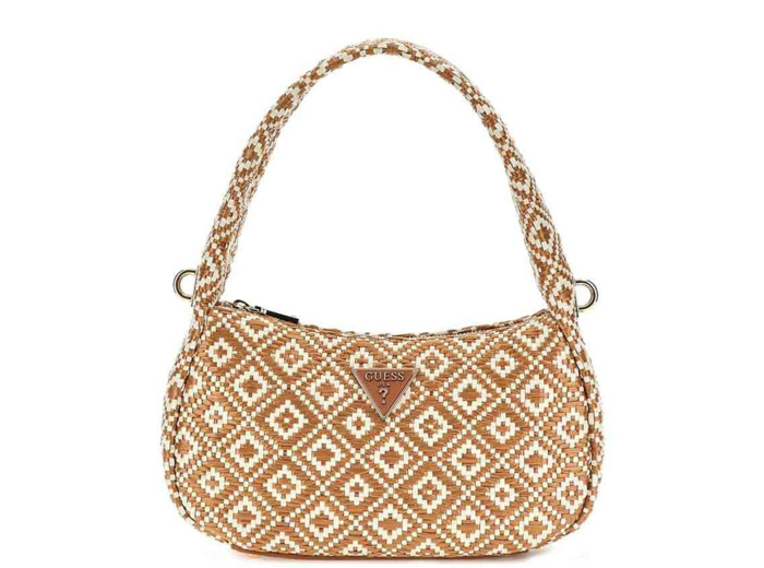 Guess Rianee Sac Epaule Raphia Cognac