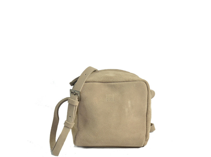 Biba Ely Sac Cube Bandoulière En Cuir Velours ELY2L Topo