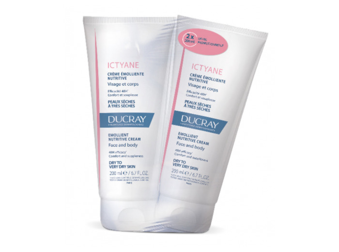 Creme Emolliente Nutritive Visage Et Corps Peaux Seches A Tres Seches 2x200ml Ictyane Ducray