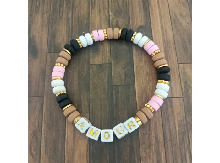 Bracelet "Amour" en perles polymère