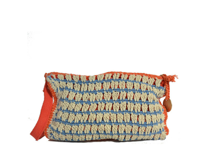 Le Voyage en Panier Colorette Sac Trotteur Coton Tissé Orange Bleu