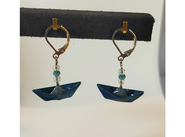 B.O. origami petit bateau bleu foncé