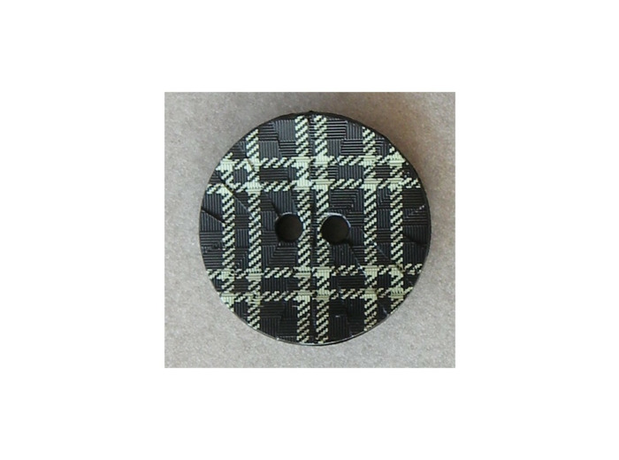 Bouton à carreaux vert anis sur fond noir 20 mm