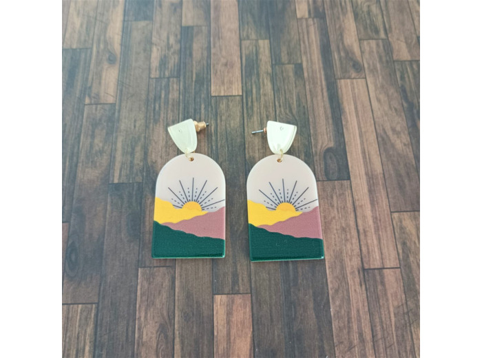 Boucles d'oreilles tendance coucher de soleil Multicolore