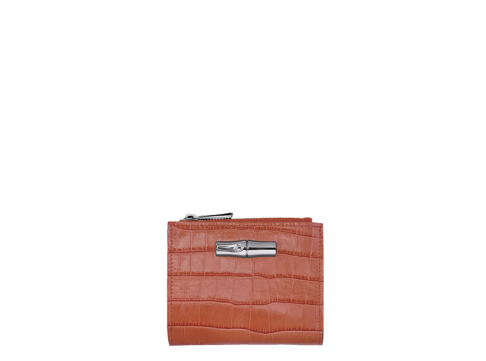 Longchamp Roseau Style Croco Portefeuille Corail