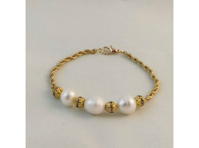 Bracelet perles de culture d'au douce/doré