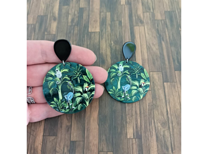 Boucles d'oreilles tendance botanique Vert