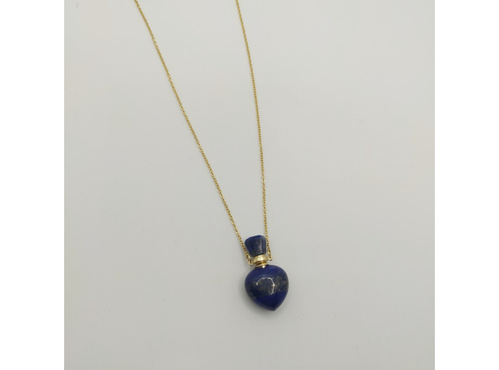 Collier bouteille de parfum cœur lapis lazuli