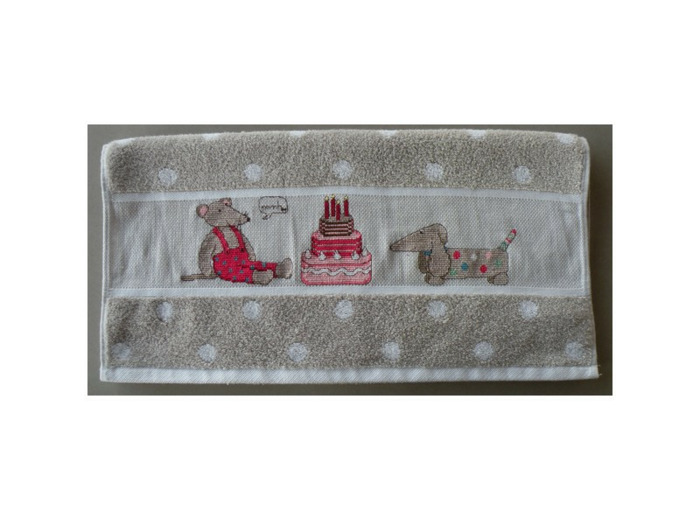 Serviette de toilette beige à pois RICO