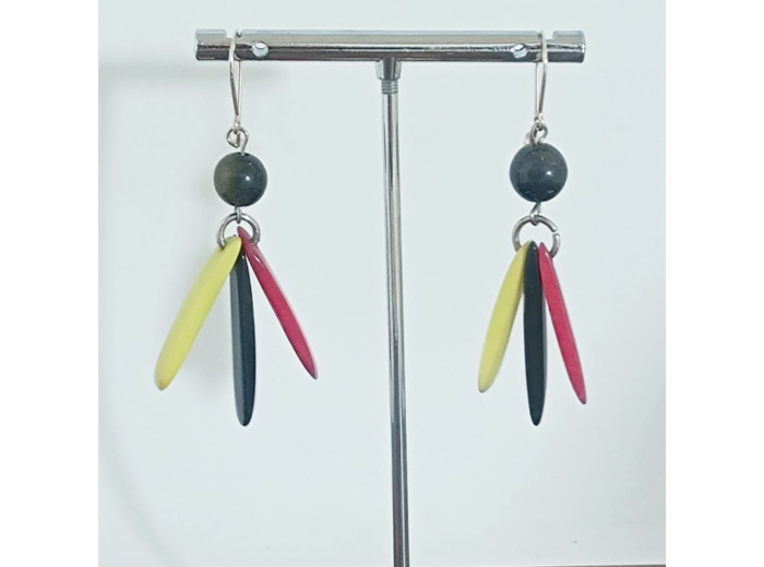 Boucles d'oreilles Jemma rose-chocolat-anis en ivoire végétal